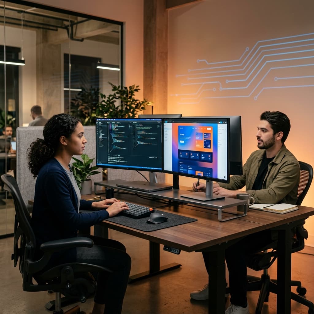 Illustrative digital agency workstation