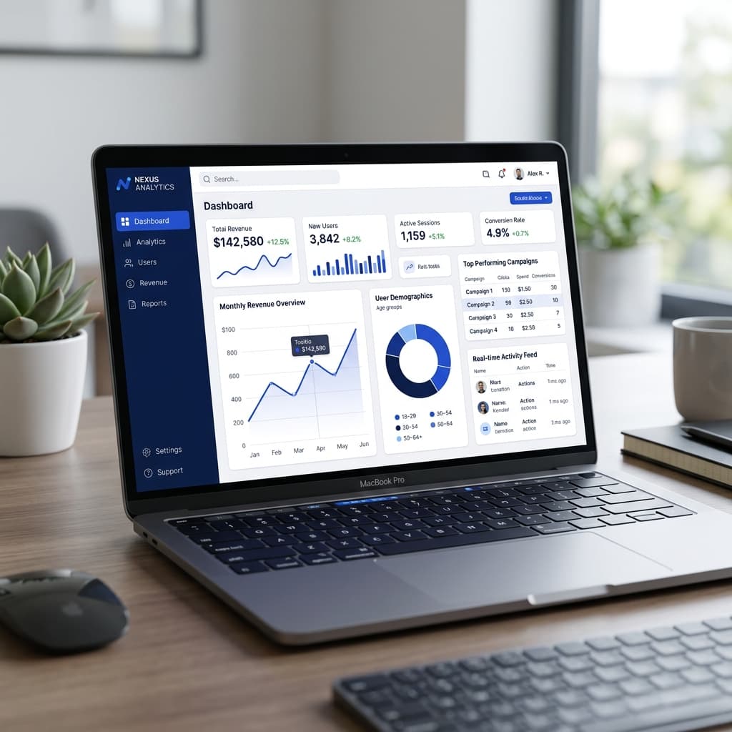 Analytics workspace: illustrative concept, not a verified client project